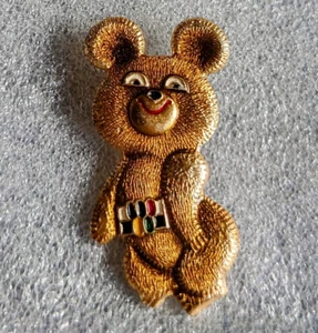 De colección 1980 Juegos Olímpicos de Moscú Oso Misha Pin Solapa Rusia Coleccionable Souvenir 3,5 cm - Imagen 1 de 3