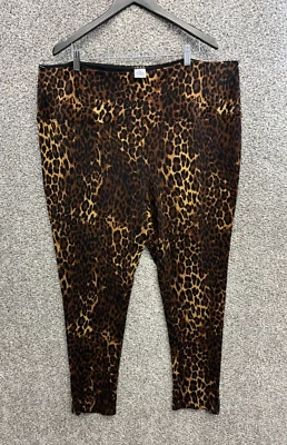 Iman Leopard Print Legging Brown/Black Zip Ankle Pull On Pants Women's Plus 3X - Image 1 of 4
