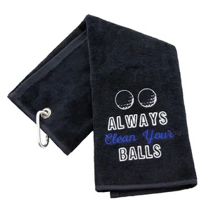 PERSONALISED GOLF TOWEL EMBROIDERED WITH RUDE/FUNNY SAYING IDEAL GIFT FOR DAD - Picture 1 of 28