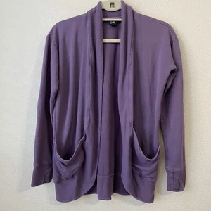 Athleta Girl Sweater Cardigan Size XL 14 Purple Open Front Pockets - Picture 1 of 8