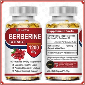 Premium Berberine HCL 1200mg High Potency Anti-inflammatory,Blood Sugar Support - Picture 1 of 12