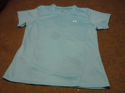 one Under Armour heat gear Girls Aqua Short Sleeve Jersey T shirt size medium - Image 1 of 4
