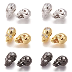 5 PIEZAS Dijes de Cráneo Cuentas de Circonio Cúbico de Latón Multicolor para Fabricación de Pulsera - Imagen 1 de 5