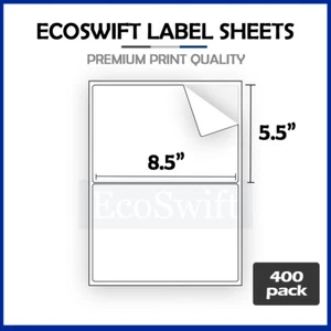 (800) 8.5 x 5.5 XL EcoSwift Shipping Half-Sheet Self-Adhesive eBay PayPal Labels - Picture 1 of 6