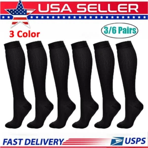 3PAIR Medias De Compression Para Mujer Calcetines Para La Circulacion 15-20 Mmhg - Picture 1 of 14
