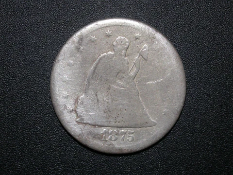 1875-S US 20 Cent Piece  w/  obv. damage Cover