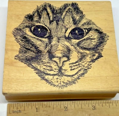 Sello de goma magenta grande montado en la cara de gato felino gatito animal mascota Foto 1 de 4