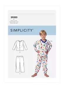 SIMPLICITY 9203 CHILD'S COSYWEAR TOP & PANTS Sewing Pattern Sizes 3 - 8 Pyjamas - Picture 1 of 5