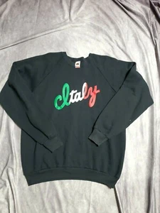 VTG Black Fruit of the Loom Italy Italian Long Sleeve Pullover Sweater Shirt XL - Picture 1 of 9