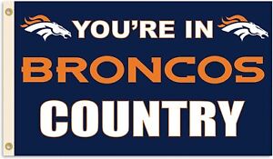 Denver Broncos 3x5 Foot Flag Banner, Metal Grommets. Outdoor, Single Sided,...