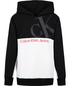 Calvin Klein BLACK Big Boys Pieced Pullover Hoodie, US Small (8)