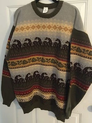 Suéter de Lana con Caballos - De Colección XL 100% Lana Nuevo sin Etiquetas Hermoso Pecho 52" Foto 1 de 4