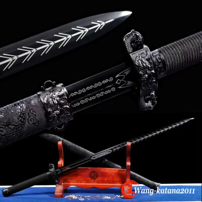 Full Black Broadsword 1095 Carbon Steel Funtional Chinese Tang Dao Sword - Image 1 of 4