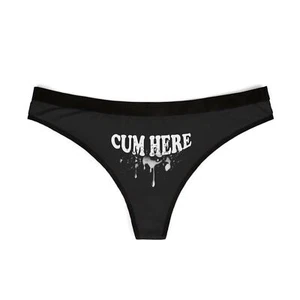 Tanga sexy para mujer Cum Here negra ropa interior para adultos bragas maduras - Imagen 1 de 26