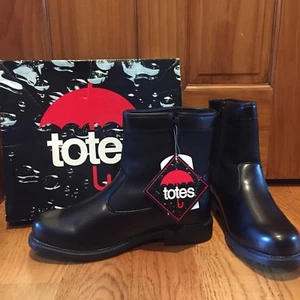 Mens Totes Isotoner Dave Black Winter Snow Rain Waterproof Thermolite Boots 12 M - Picture 1 of 12