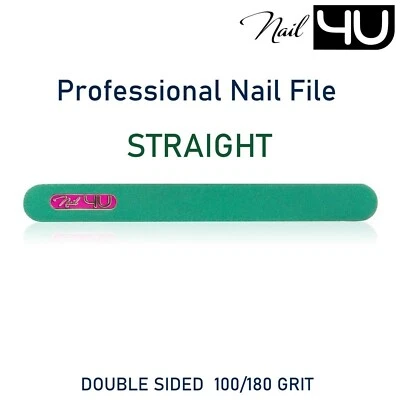 Double Sided Nail File Straight Green 100/180 GRIT Professional Emery Board UK - Image 1 of 4