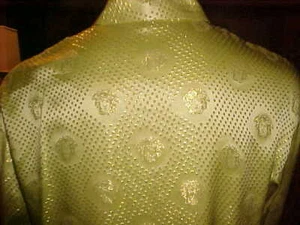 NWOT MEN'S CETA DOLCE METALLIC SILK SHIRT CELERY GREEN & GOLD MEDUSA HEAD XLARGE - Picture 1 of 6