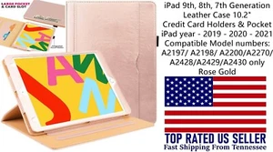 iPad 9th, 8th, 7th Gen Leather Case 10.2" Credit Card Holders & Pocket Rose Gold - Picture 1 of 9