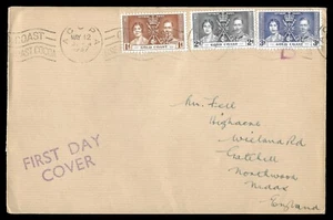 GOLD COAST 1937 : Coronation on a Selfridges First Day Cover - Picture 1 of 2
