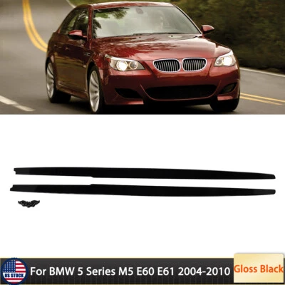 For BMW E60 E61 5 Series M5 2004-2010 Side Skirts Panels Extension Lip Black Foto 1 de 4
