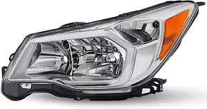 for 2014-2016 Subaru Forester Halogen Headlight Assembly Chrome Housing Amber R - Picture 1 of 6
