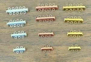 ACHT (8) SCHIEBEVERSCHLUSS ROHRVERSCHLÜSSE - 2, 3, 4 & 5 Str, Silber, Gold, Kupfer, Antik - Bild 1 von 4