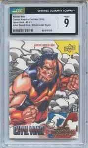 2016 Upper Deck Captain Americn Wonder Man Sketch William Allan Reyes 1/1 CGC 9 - Picture 1 of 2
