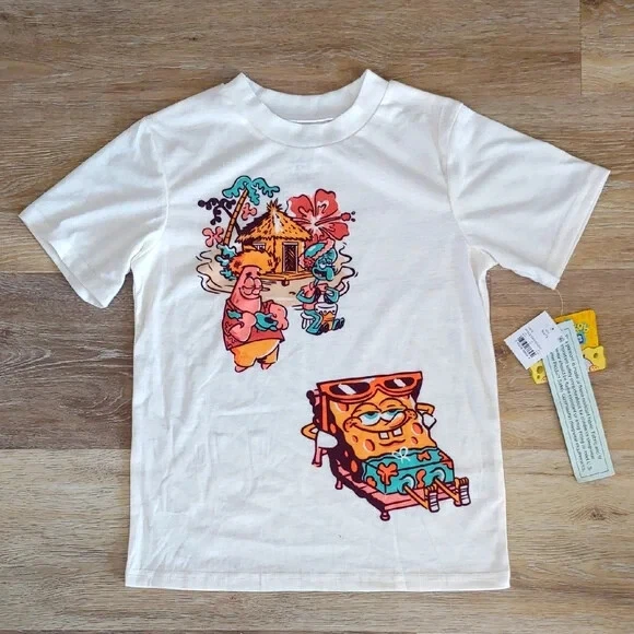 NWT Spongebob Squarepants Boys Sleep T-Shirt Off White Size S (6/7) - Image 1 of 4