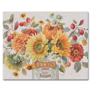 Glass Cutting Board Counter Saver 12"x15" Autumn In Bloom Multi Color - Picture 1 of 2