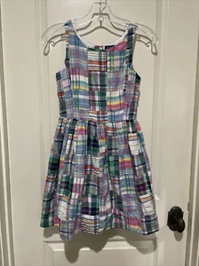 POLO Ralph Lauren Madras Plaid Patchwork Summer Jumper Sundress Dress Girls 12 - Picture 1 of 5