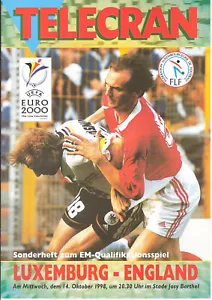 LUXEMBOURG 1998 v England EURO Qualifying match programme 14/10/1998 - Picture 1 of 1