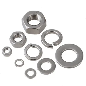 Stainless Steel Flat & Spring Washers & Hex Lock Nuts Set 3 In 1 M1.6-M24 - Picture 1 of 3