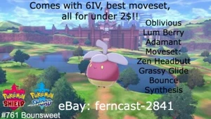 Pokemon Sword And Shield Shiny Bounsweet 6IV Battle Ready Fast Delivery - Picture 1 of 6