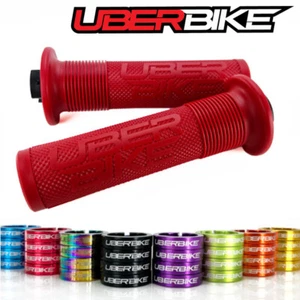 Uberbike Mushroom Flange MTB Lock On Grip - Red with Lockring Colour Options - Picture 1 of 1