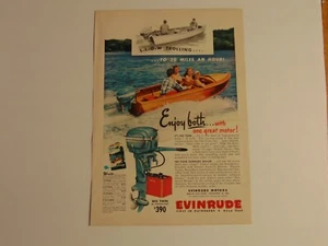 1951 EVINRUDE AUSSENBORDER Slow Trolling Fast 30 mph Vintage Kunstdruck Anzeige - Bild 1 von 1