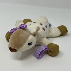 Dr Browns Small Deer Plush Pacifier Holder Beige Purple Bow Stuffed Animal