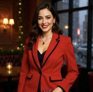 Blazer a punta BODEN nuovo senza etichette Piccardia con bordo rosso e navy, taglia 10R, Classic, Kate, come nuovo - Foto 1 di 23