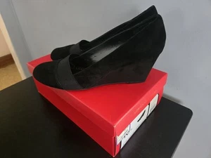 ADRIENNE VITTADINI Seabrook Black Suede Wedge Slip on Heels/Shoes (Size 10 M) - Picture 1 of 21