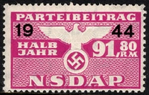 1944 Nazi Germany Dues Stamp NSDAP Half Year Membership Party Contribution 91.80 - Picture 1 of 4