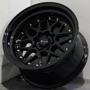 15x8/15x9 Black Wheels Vors VR7 4x100/4x114.3 0/0 (Set of 4) 73.1 - Picture 1 of 7