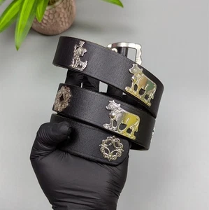 ¡NUEVO! Cinturón de cuero vintage ETRO plateado vaca y conchos florales para mujer 85 cm occidental - Imagen 1 de 14