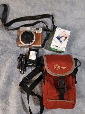 FUJI Instax Mini 90 Neo Classic Camera Brown  WORKS W 2 Batteries, Charger, Film - Image 1 of 4