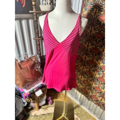 Camiseta sin mangas Harley Davidson rosa negro a rayas para mujer L informal sin mangas Foto 1 de 4