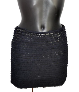 Kurzer Rock Schwarz Mit Sequins Zara Frau GRÖSSE XS - Picture 1 of 3