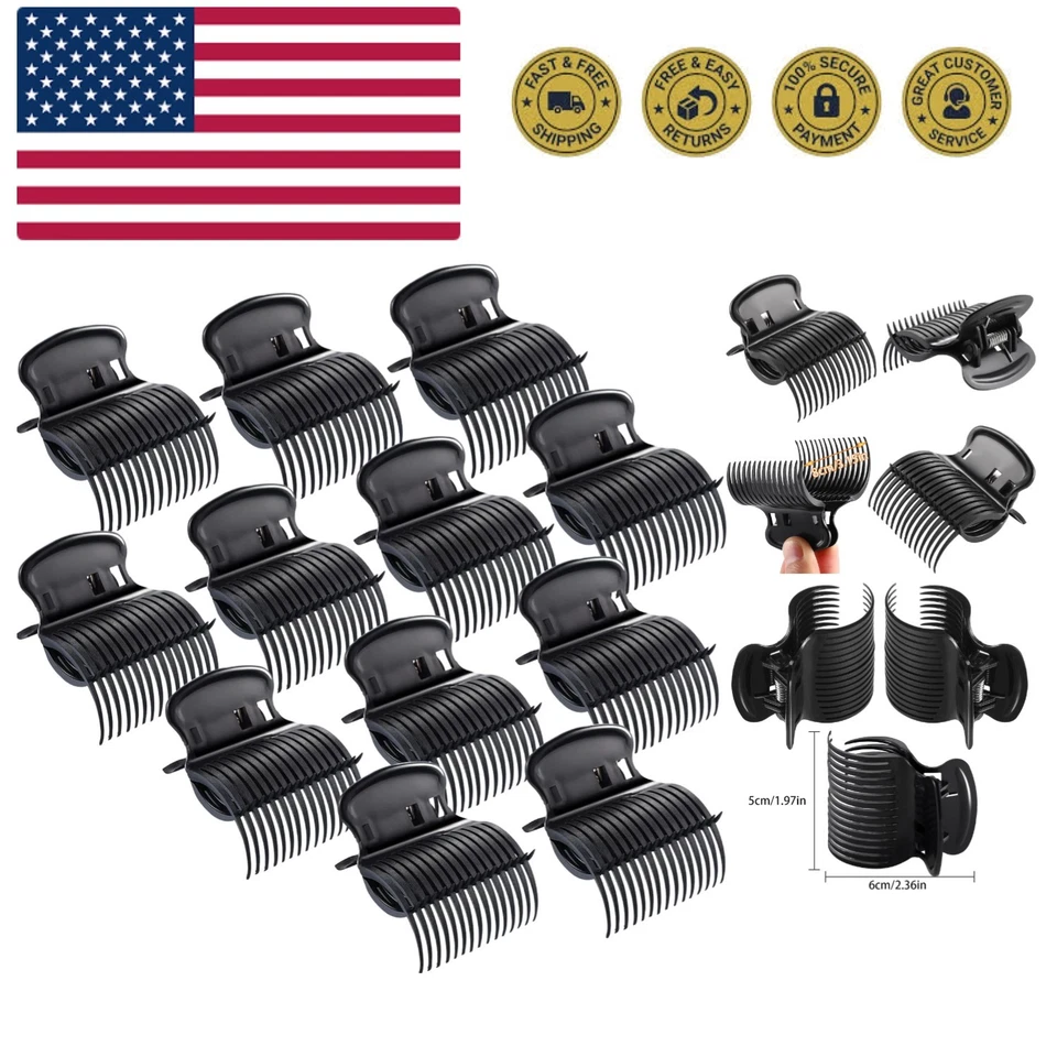 12 Pieces Hot Roller Clips Hair Curler Claw Replacement Black