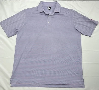 Footjoy Mens XL Red White Blue Striped Golf Performance Polo Shirt St. Ives Logo - Image 1 of 4