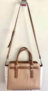 Liz Claiborne 2 Tone Crossbody Hand Bag - Light Brown & White Trim Beautiful - Picture 1 of 6