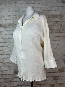 M&Co Cream Crinkle Secretary Blouse Shirt Top Sissy Mistress Sz 28 56” Bust TV - Picture 1 of 9