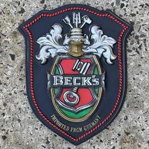 Vintage Beck's Beer Plastic Wall Advertising Shield Sign Coat Of Arms 19”x15.5” - Picture 1 of 11