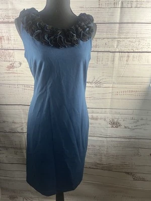 Vestido midi Adrienne Vittadini para mujer 4 elástico floral sin mangas cuello redondo Foto 1 de 4